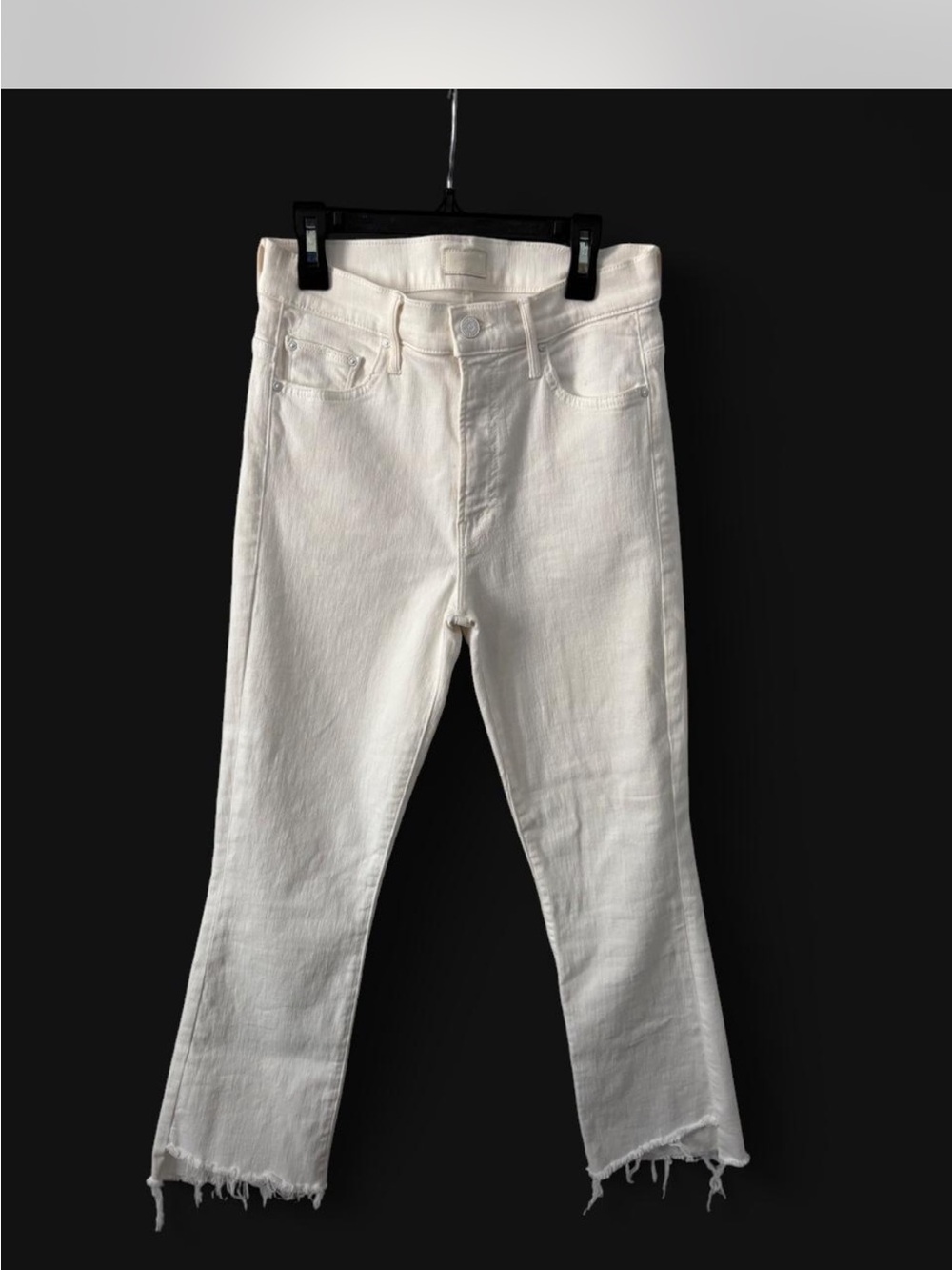 Mother - The Insider Crop Step Fray White Jeans